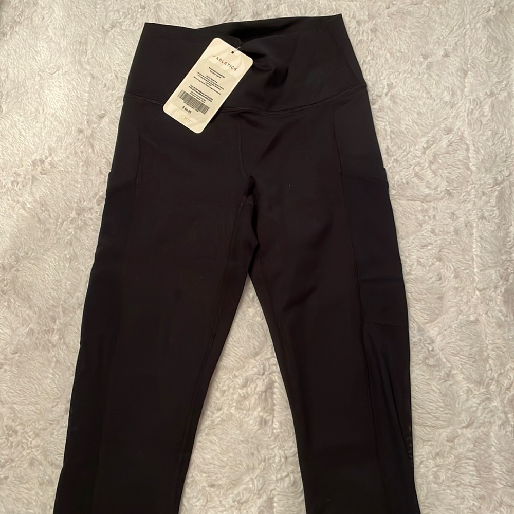 Fabletics Black Leggings. Mesh along side. High waisted capri